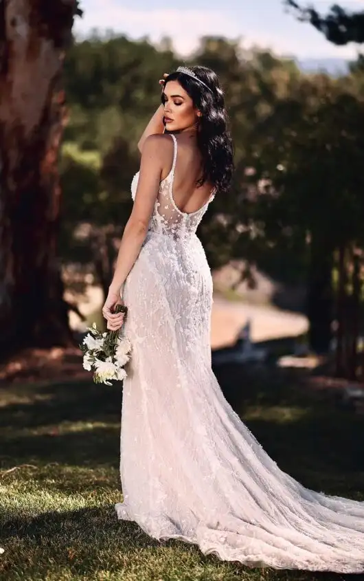 Fitted Sheath Wedding Dress with Spaghetti Straps, 1510, by Martina Liana