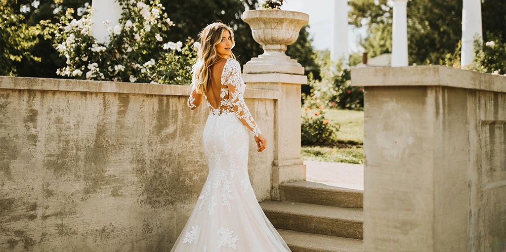 lace long sleeve fit-and-flare wedding dress - 7420 by Stella York