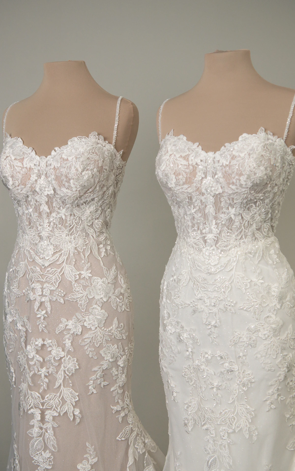 d4344 Lace Fit-and-Flare Wedding Dress with Beaded Spaghetti Straps by Essense of Australia