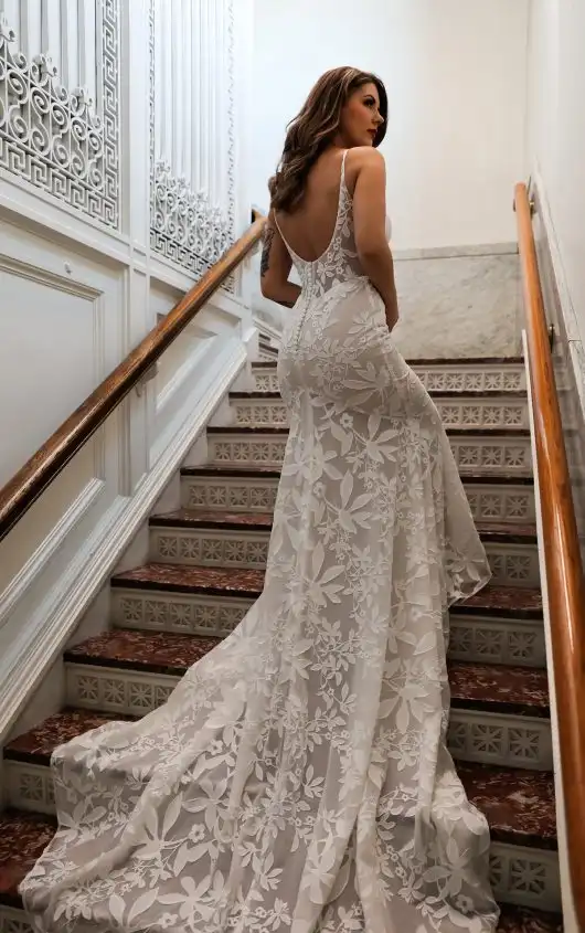 Romantic Lace Column Wedding Dress with Scoop Neckline, ENSLEY, by All Who Wander