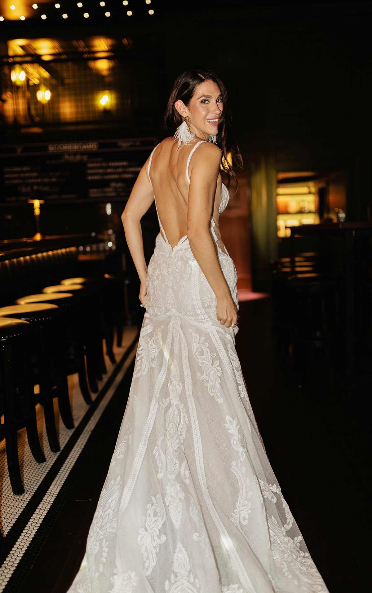 esra Boho Lace Fit-and-Flare Wedding Dress with Side Cutouts and Open Back by All Who Wander