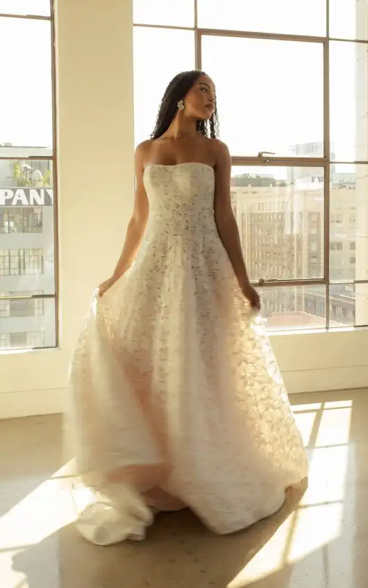 Strapless Drop Waist Lace Wedding Dress with Sweetheart Neckline and A-Line Skirt, GENTRY, by All Who Wander