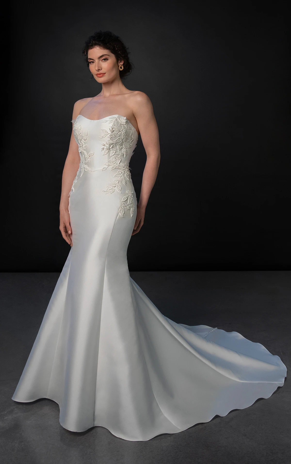 ml1942 Strapless Fit-and-Flare Wedding Dress with Detachable Overskirt by Martina Liana