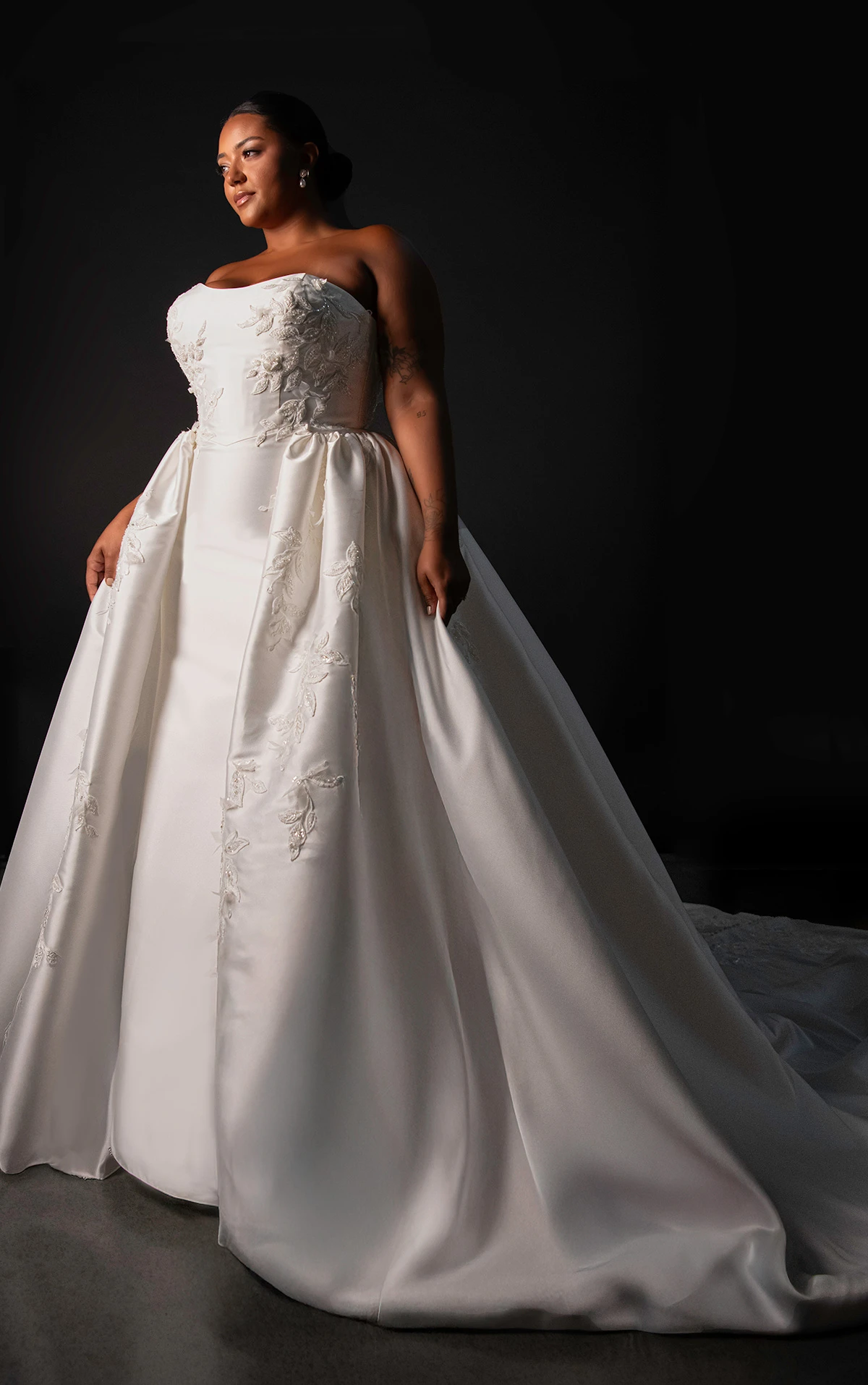 ml1942+ Strapless Plus Size Fit-and-Flare Wedding Dress with Detachable Overskirt by Martina Liana