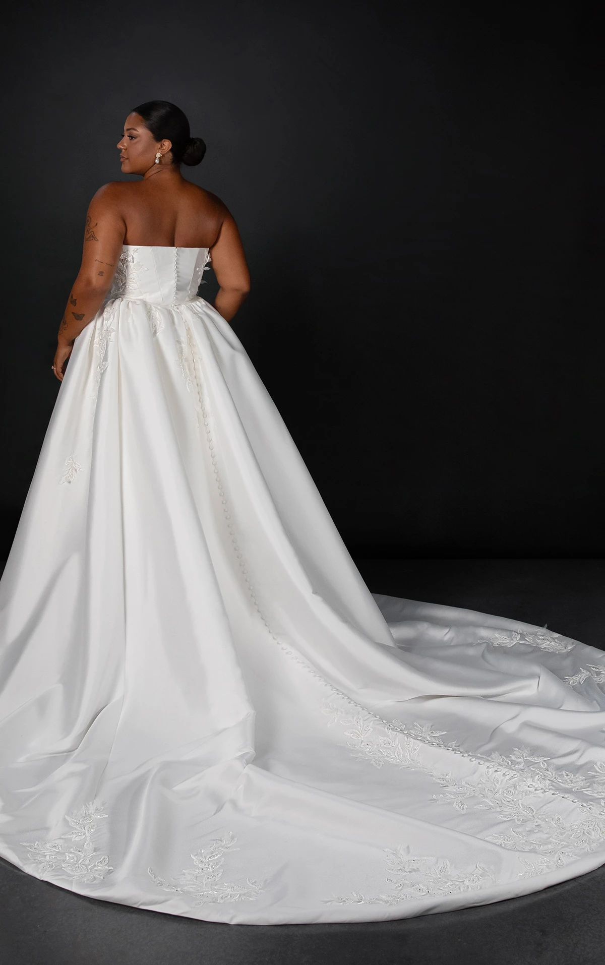 ml1942+ Strapless Plus Size Fit-and-Flare Wedding Dress with Detachable Overskirt by Martina Liana