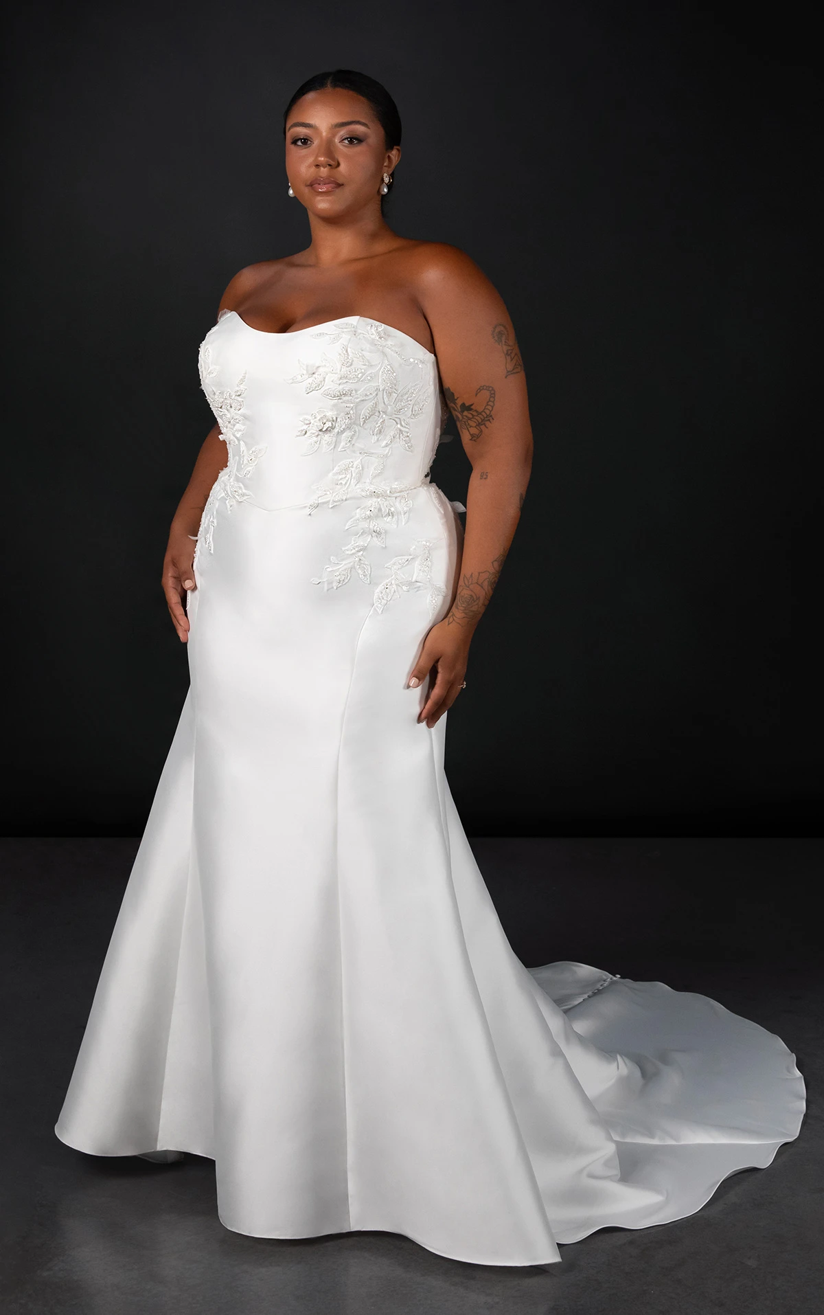 ml1942+ Strapless Plus Size Fit-and-Flare Wedding Dress with Detachable Overskirt by Martina Liana