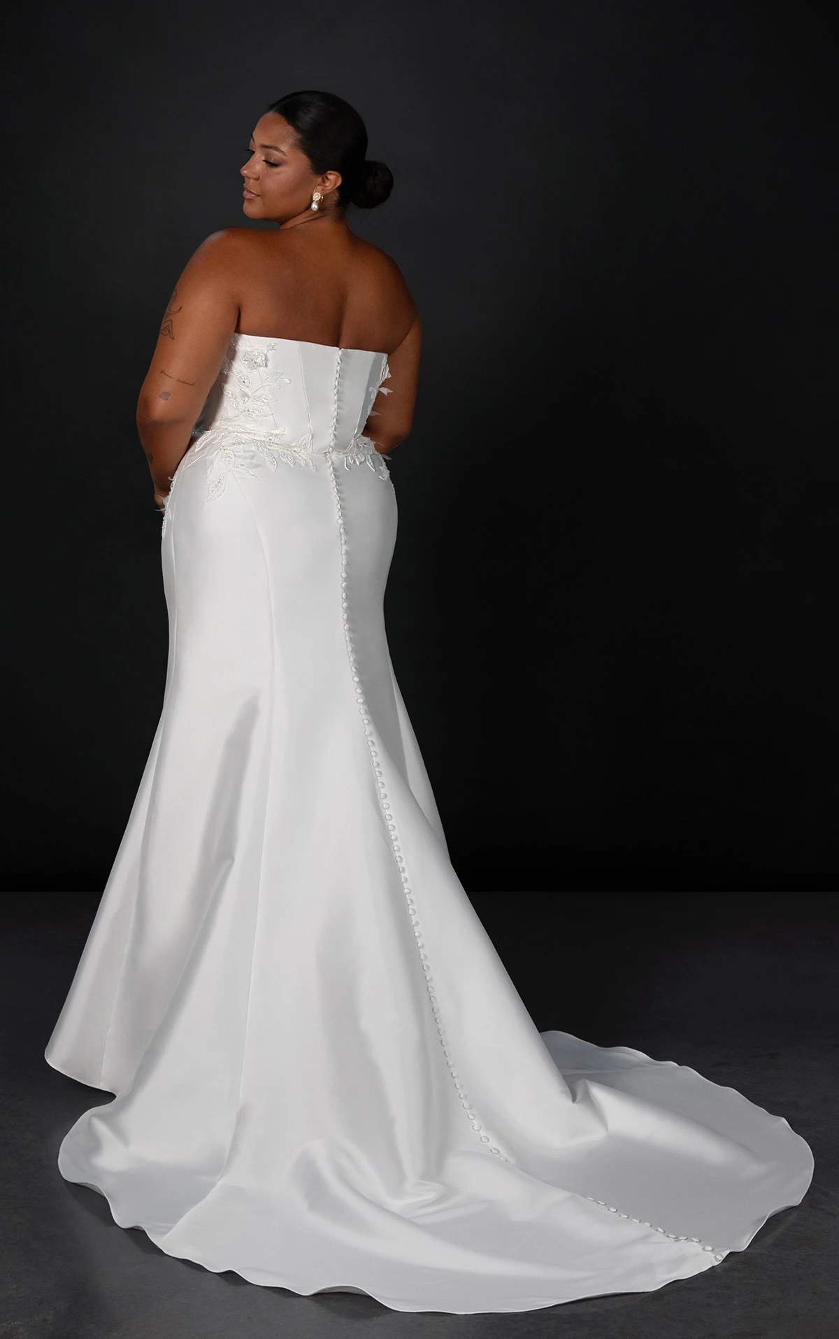 ml1942+ Strapless Plus Size Fit-and-Flare Wedding Dress with Detachable Overskirt by Martina Liana