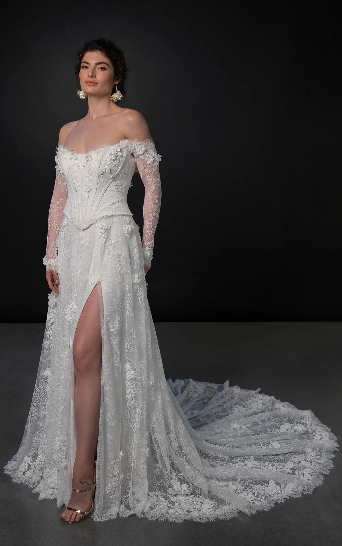 ml1953 Strapless Faux Two-Piece A-Line Wedding Dress with Detachable Sleeves by Martina Liana