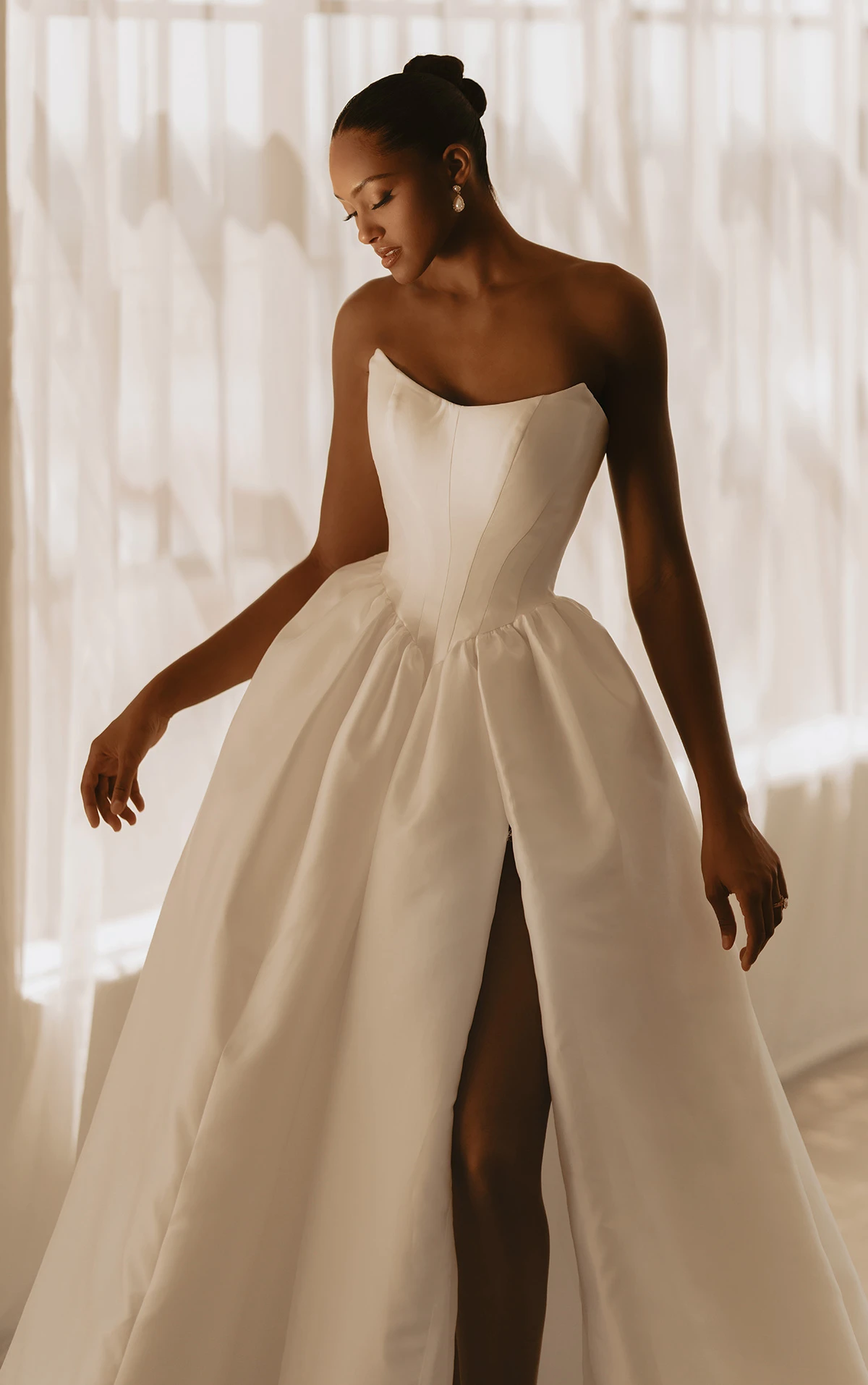 ml1962 Strapless Ballgown Wedding Dress with Cat-Eye Neckline by Martina Liana