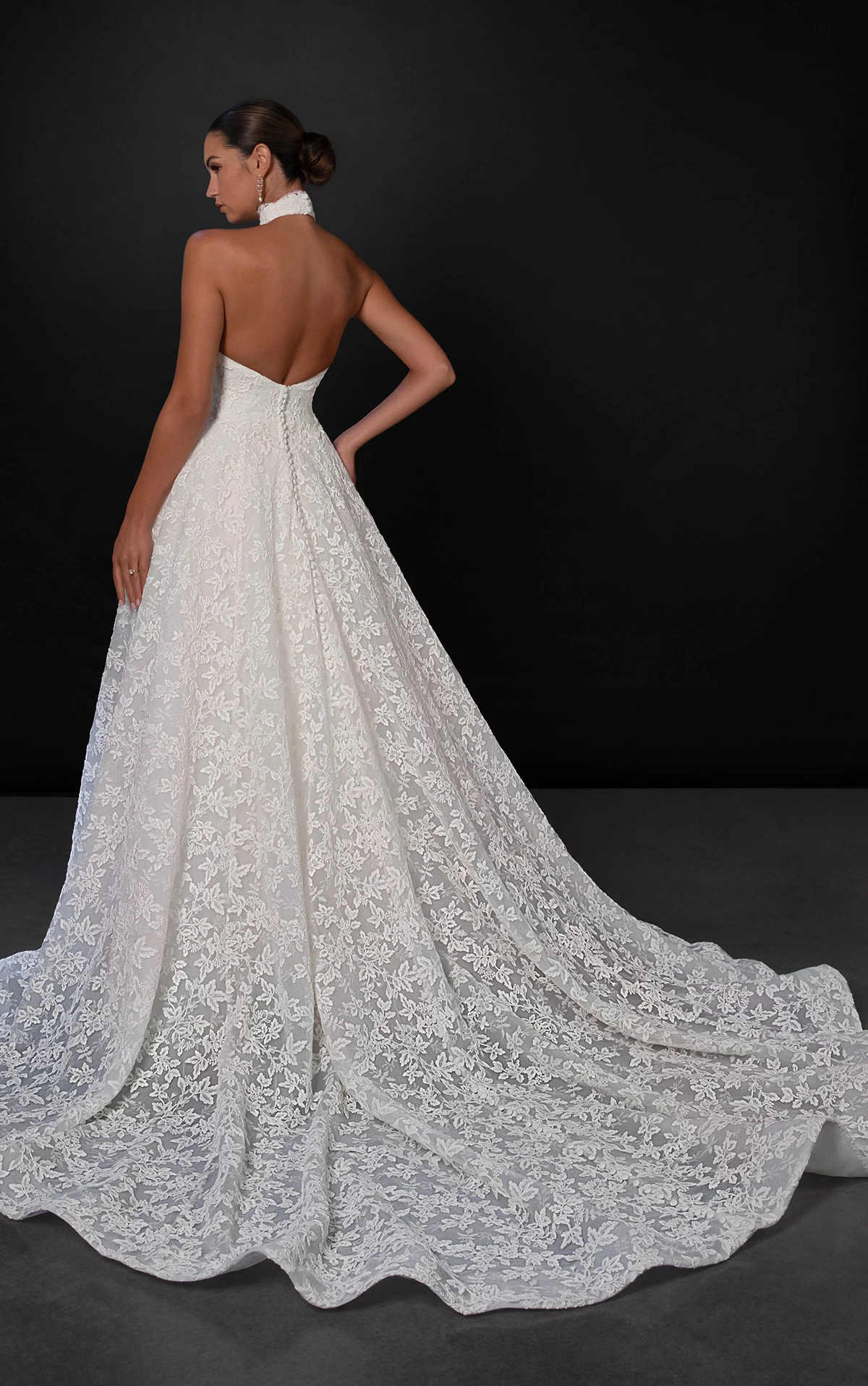 ml1991 Halter Floral Lace A-Line Wedding Dress by Martina Liana