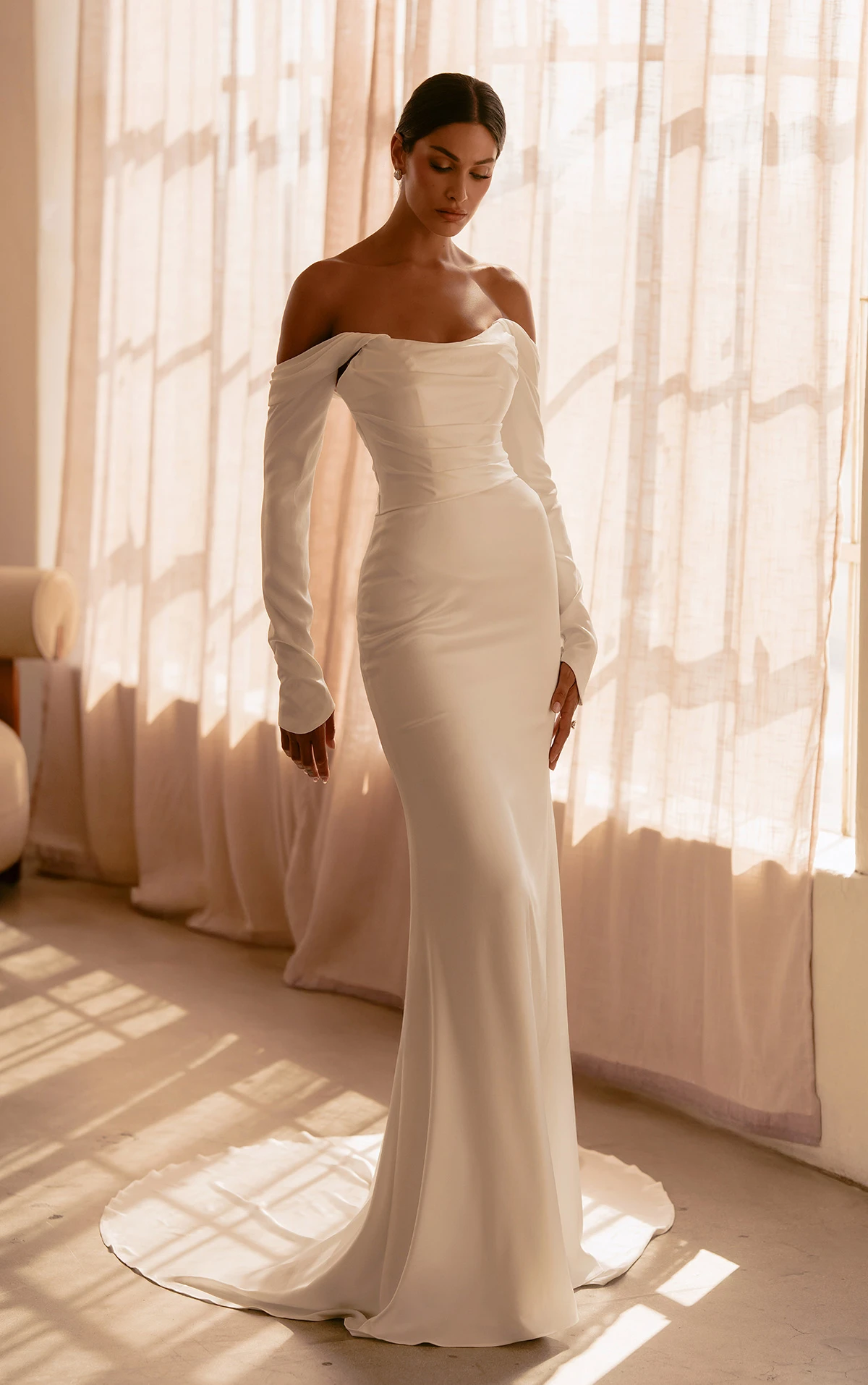 ml1997 Strapless Fit-and-Flare Wedding Dress with Ruched Bodice by Martina Liana