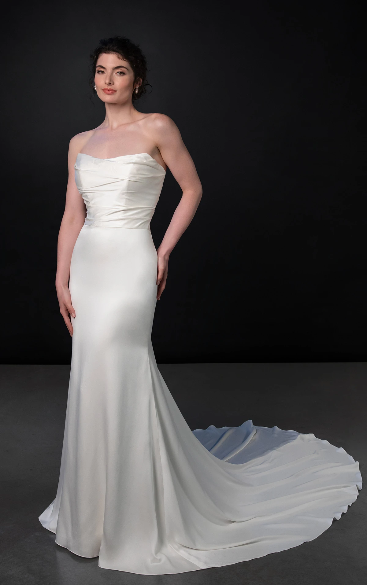 ml1997 Strapless Fit-and-Flare Wedding Dress with Ruched Bodice by Martina Liana