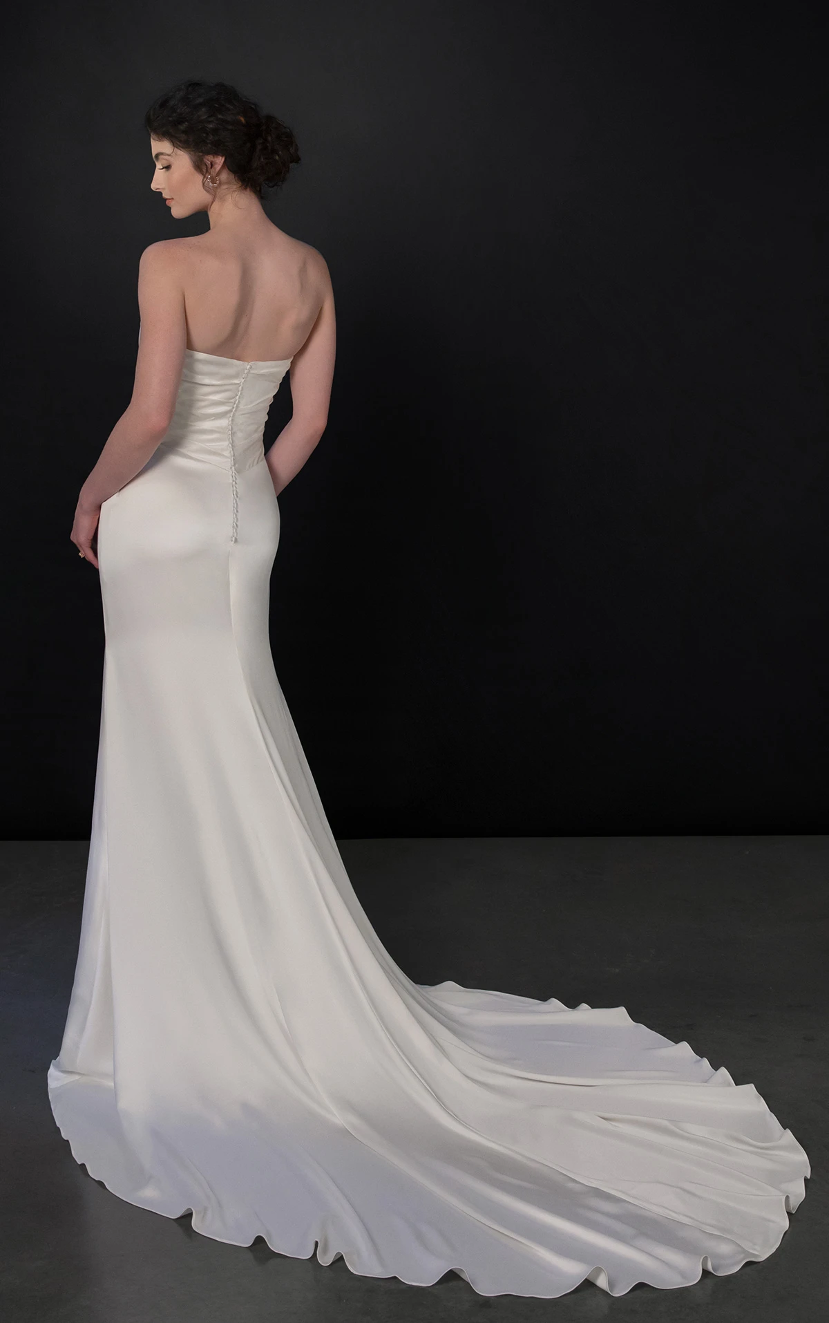 ml1997 Strapless Fit-and-Flare Wedding Dress with Ruched Bodice by Martina Liana
