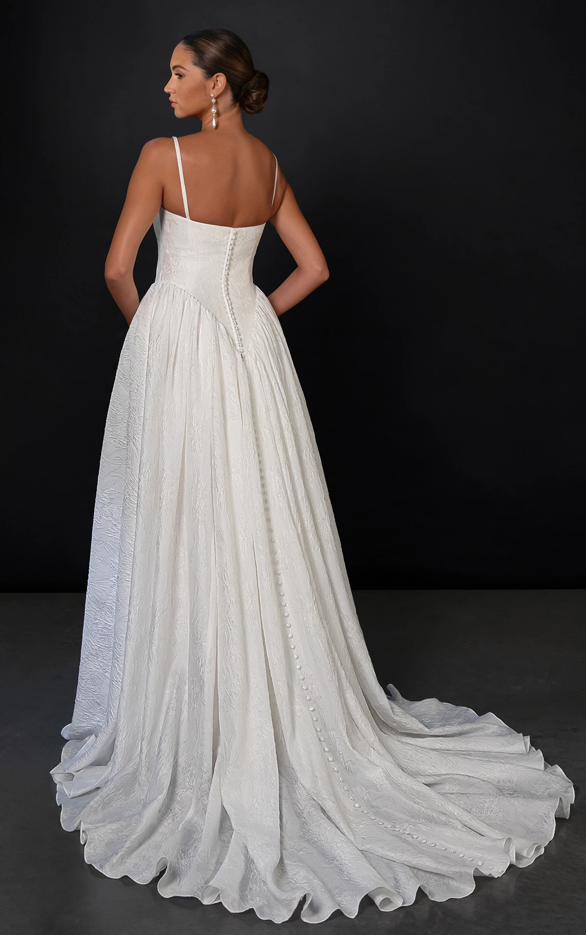 ml1998 Straight Across A-Line Wedding Dress with Spaghetti Straps by Martina Liana