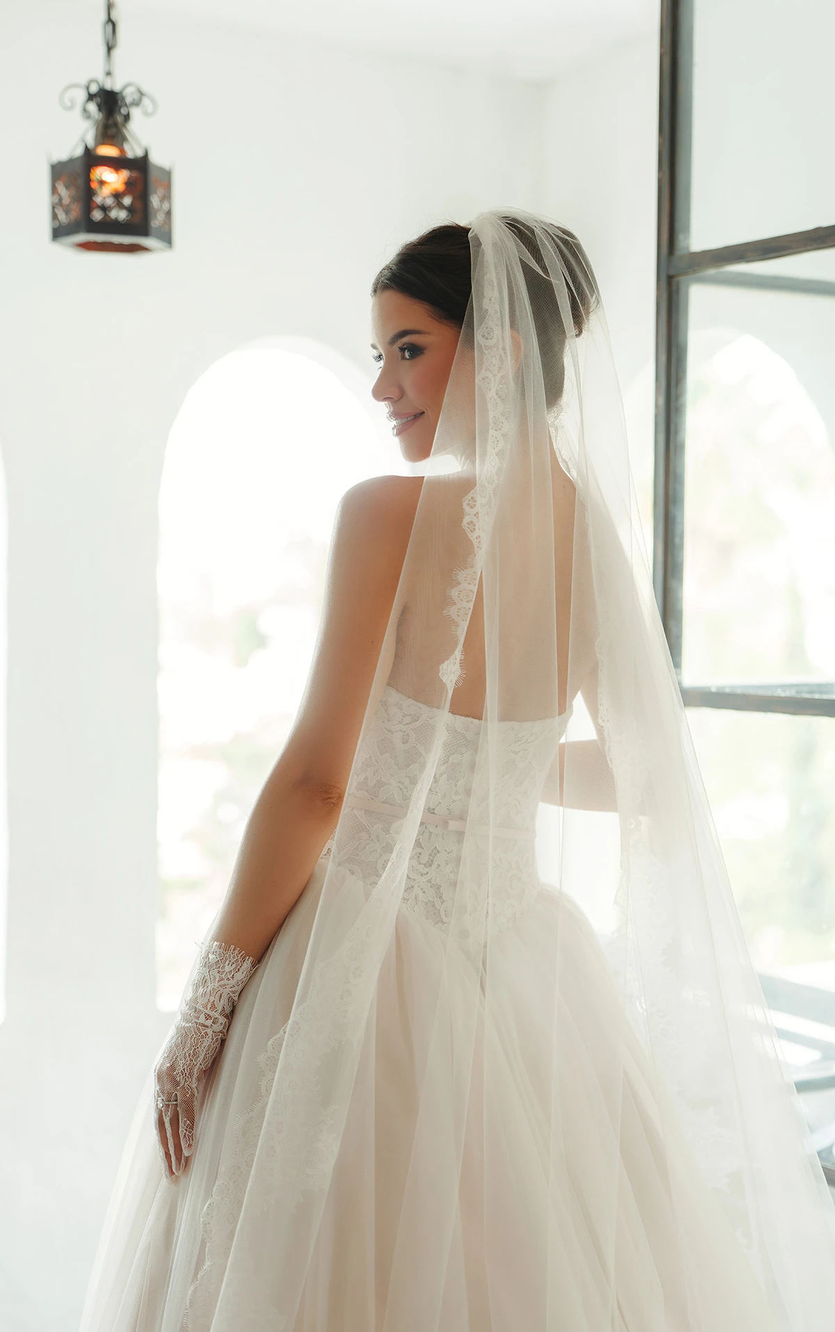 sy8189 Strapless Lace Ballgown Wedding Dress with Detachable Velvet Bow by Stella York