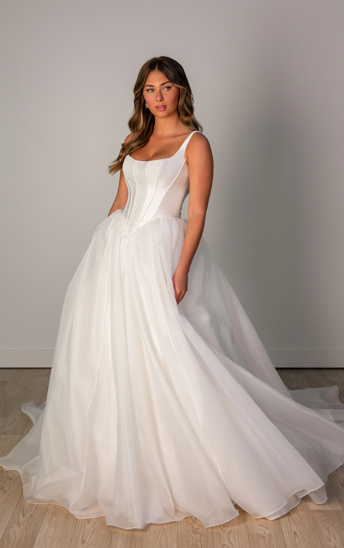 sy8222 Mikado and Organza Ballgown Wedding Dress with Scoop Neckline by Stella York