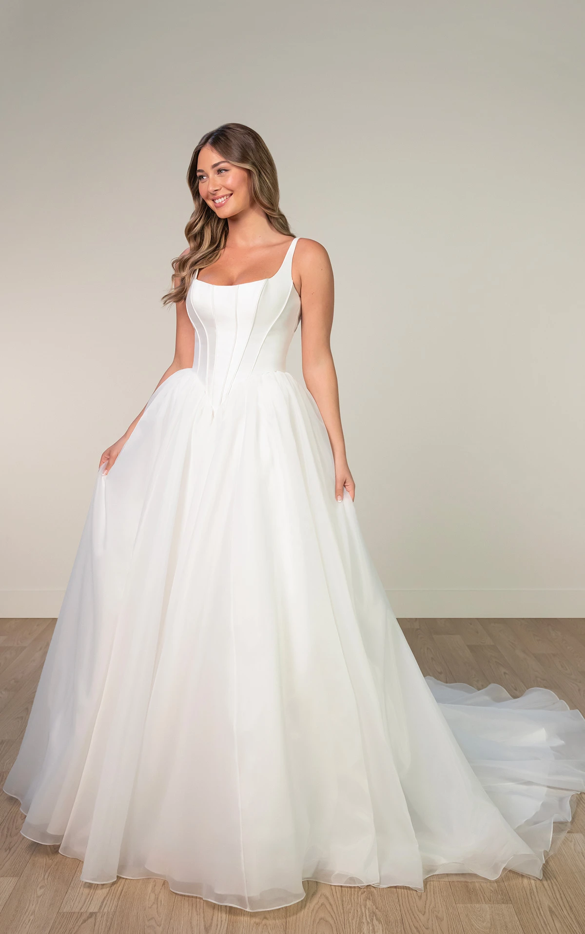 sy8222 Mikado and Organza Ballgown Wedding Dress with Scoop Neckline by Stella York