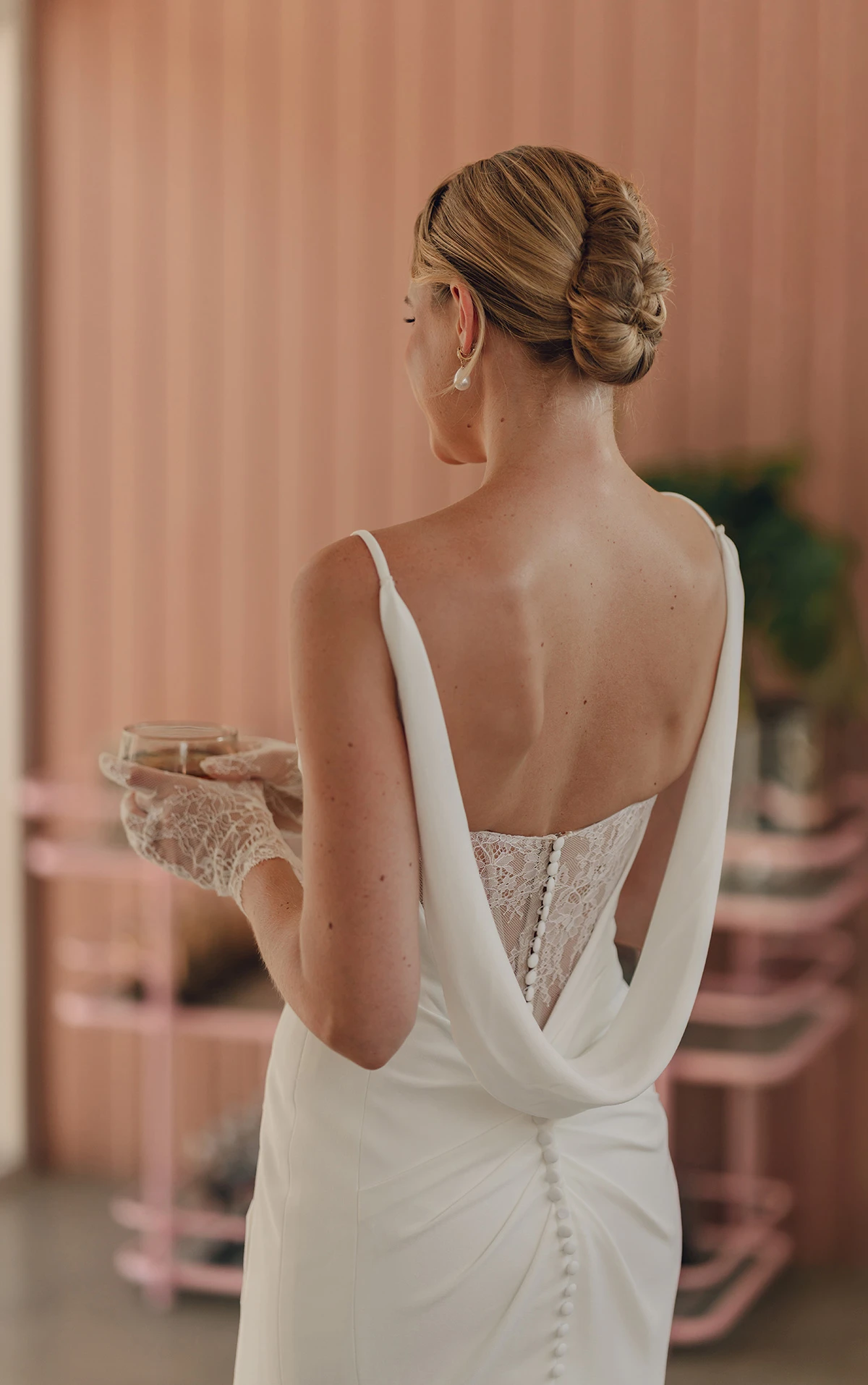 sy8224 Sheath Wedding Dress with Spaghetti Straps and Detachable Cowl by Stella York