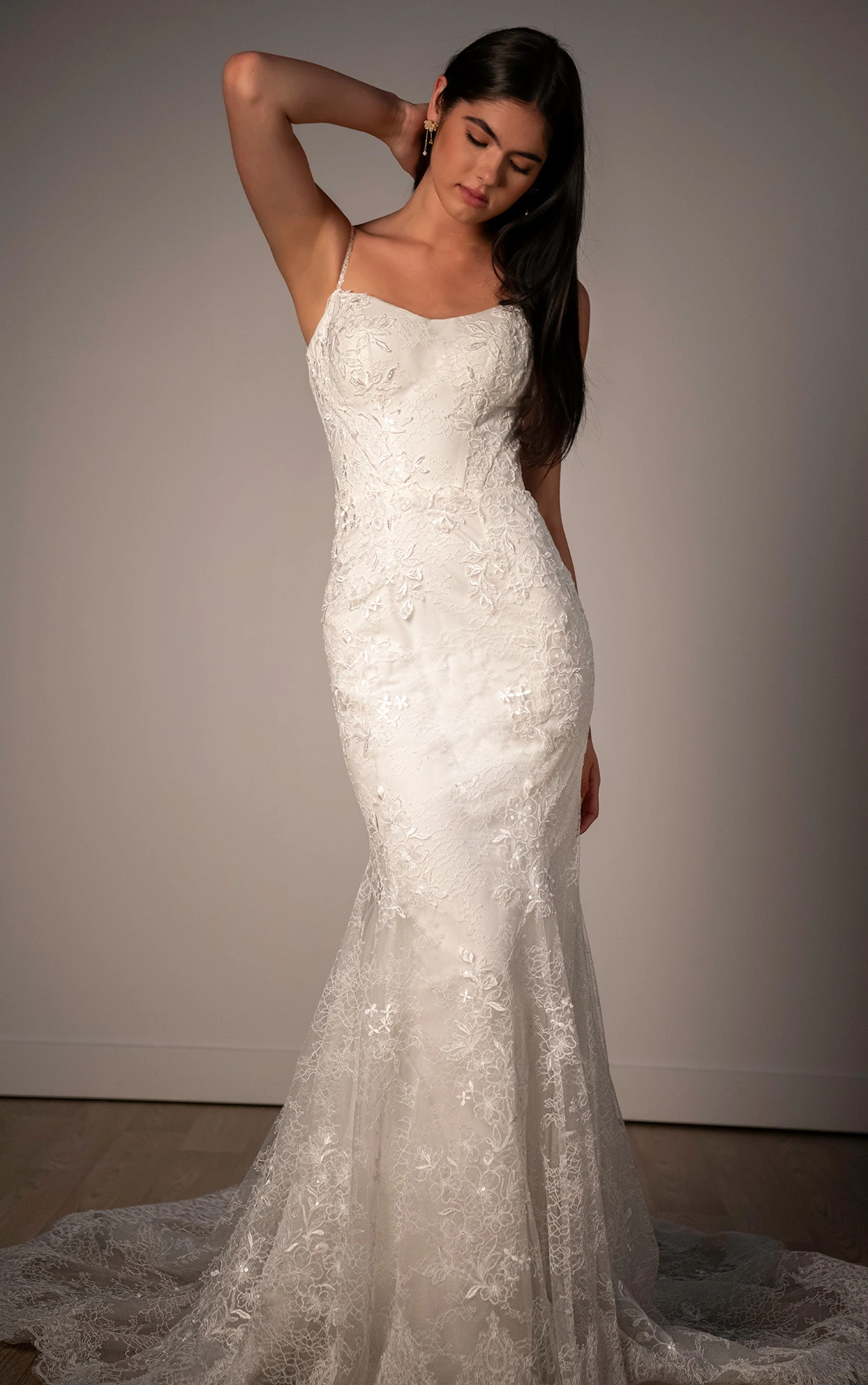 sy8237 Floral Lace Fit-and-Flare Wedding Dress with Sweetheart Neckline by Stella York