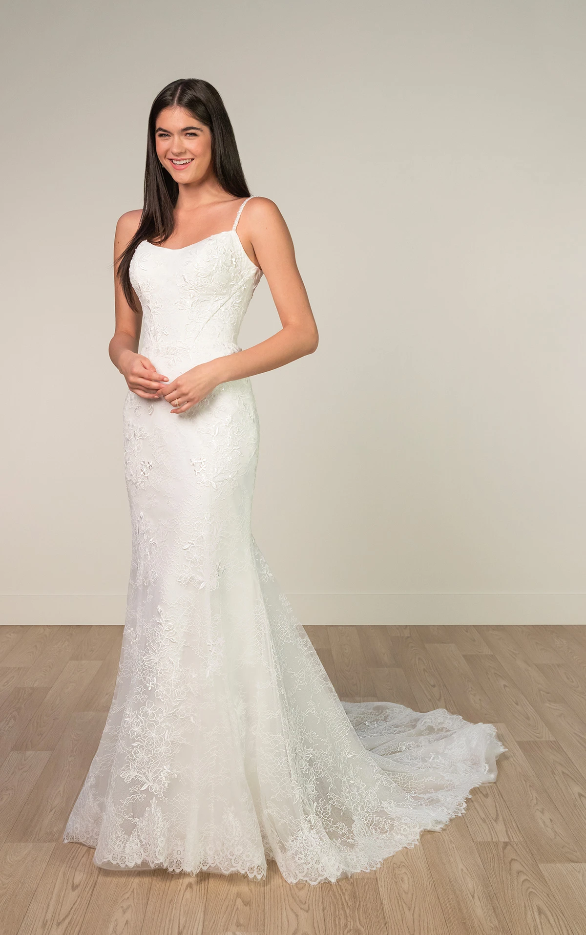 sy8237 Floral Lace Fit-and-Flare Wedding Dress with Sweetheart Neckline by Stella York