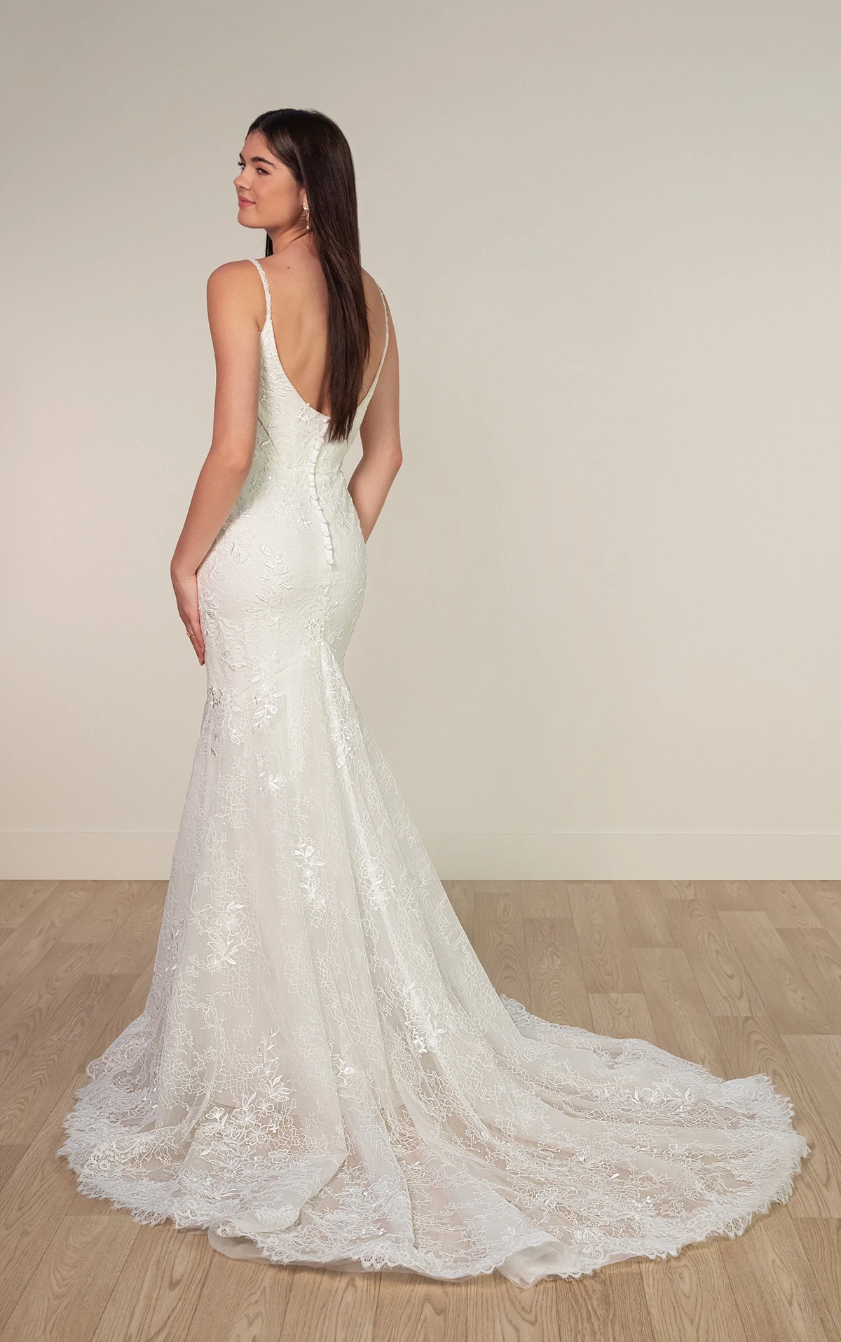 sy8237 Floral Lace Fit-and-Flare Wedding Dress with Sweetheart Neckline by Stella York