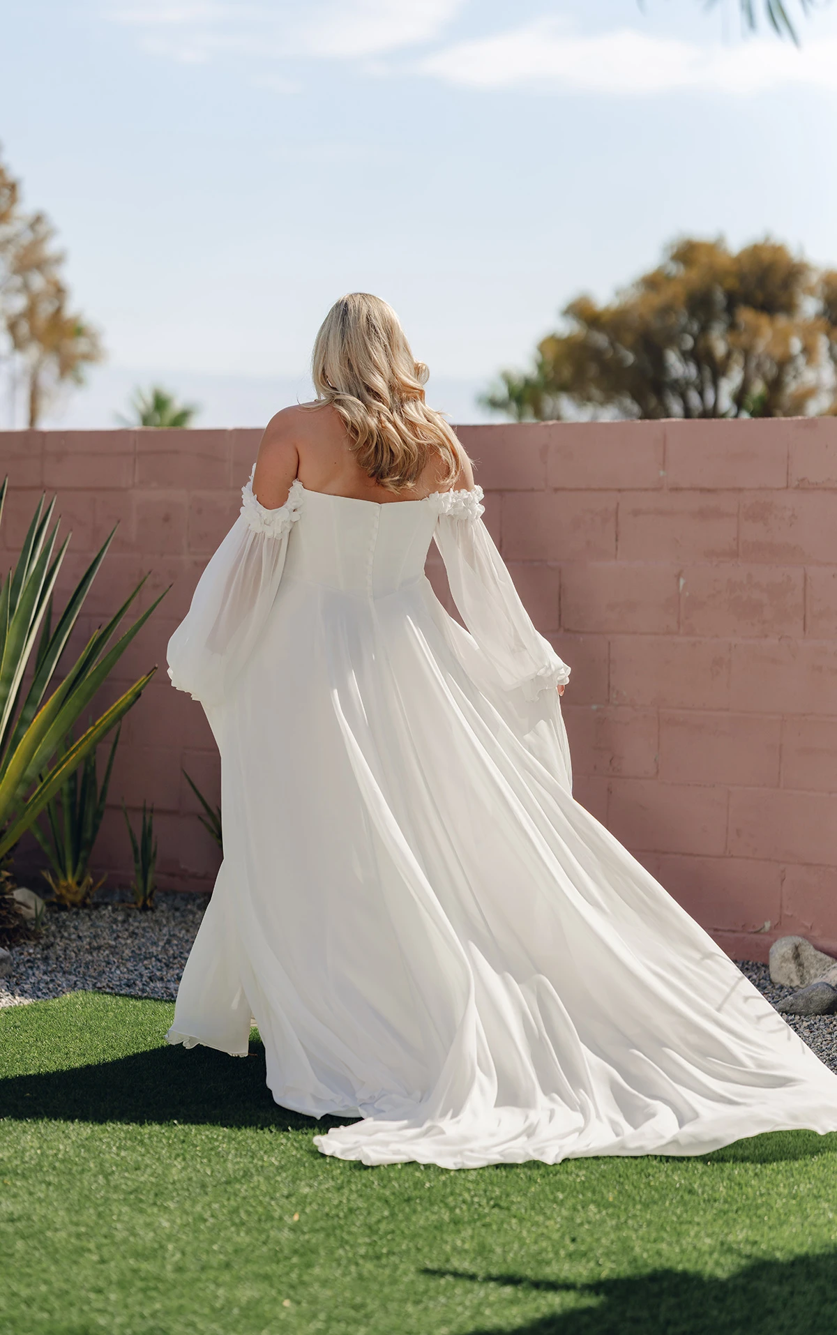 sy8244+ A-Line Plus Size Wedding Dress with 3D Floral Appliqués by Stella York