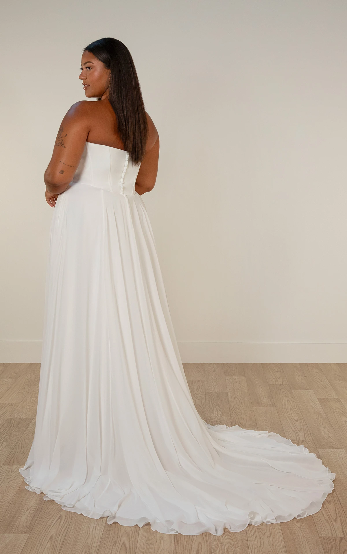 sy8244+ A-Line Plus Size Wedding Dress with 3D Floral Appliqués by Stella York