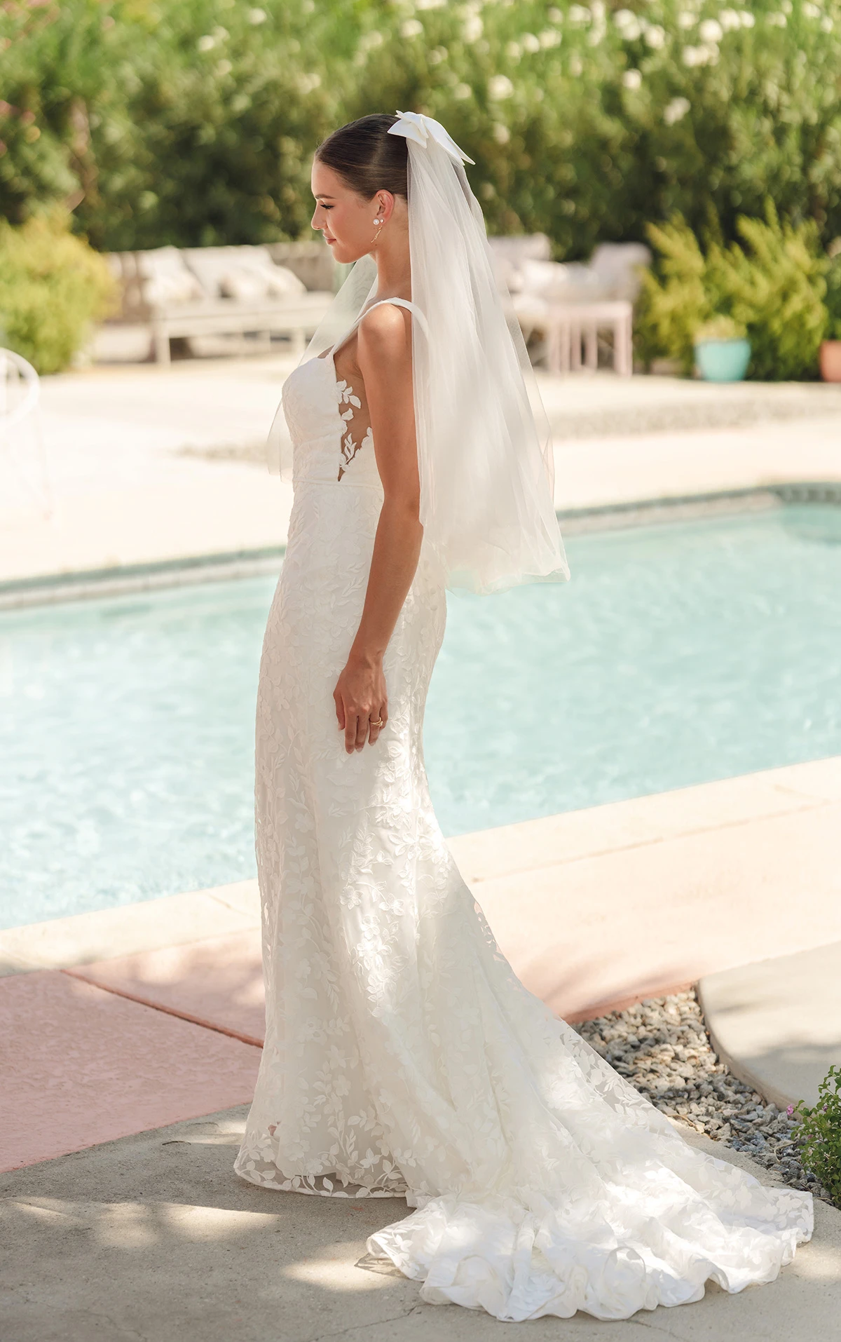 sy8253 Leafy Lace Scoop Neck Wedding Dress with Illusion Side Cutouts by Stella York